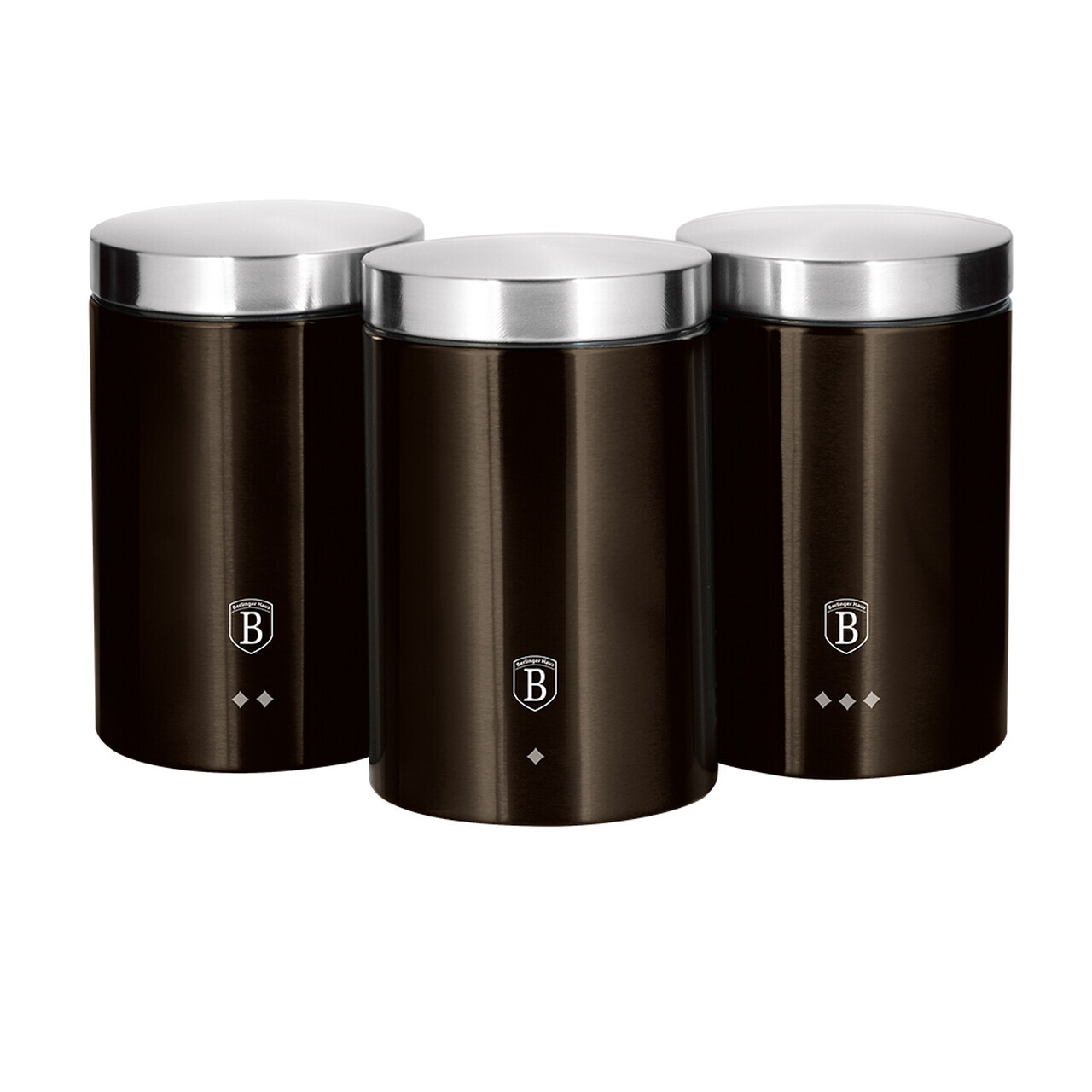 Set 3 recipiente depozitare Berlinger Haus, Shiny Black, 11x17.8 cm, inox, negru/argintiu - imagine 4
